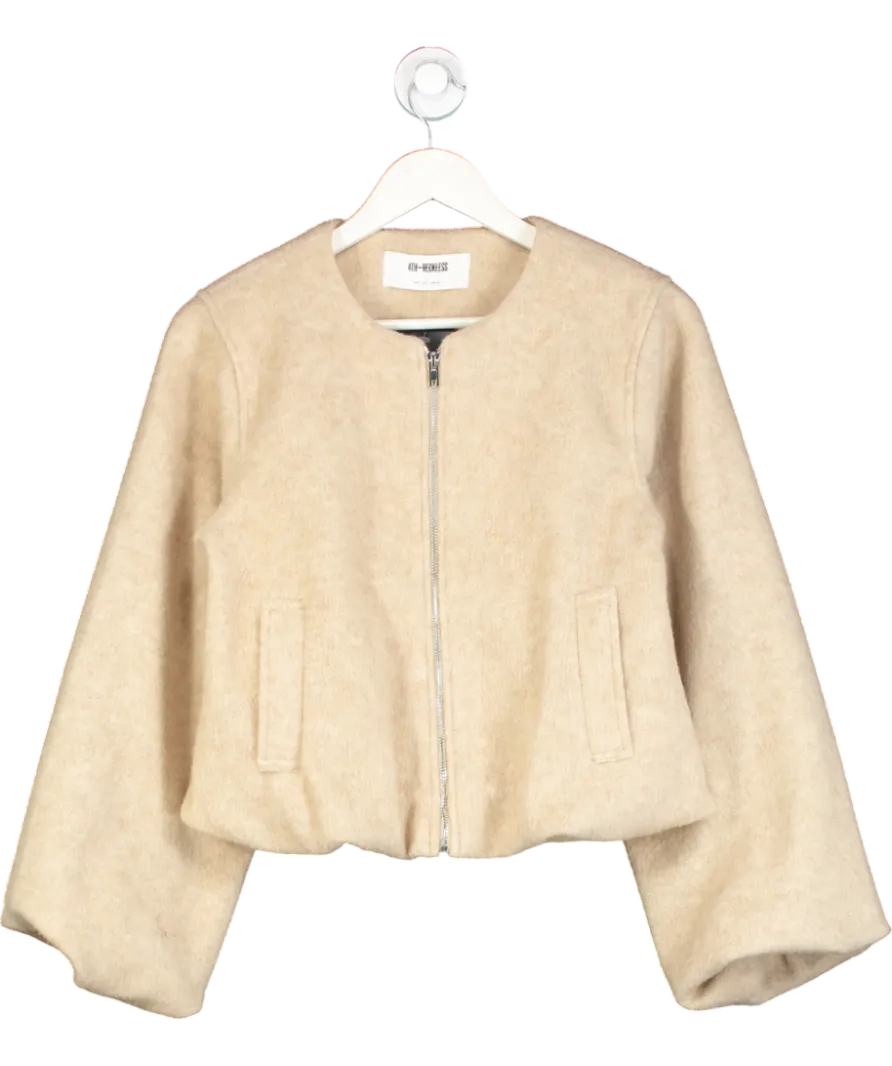 4th & Reckless Beige Wool Bomber Jacket- Sammy UK 8