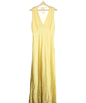 Abercrombie & Fitch Yellow Plunge Cowl Back Maxi Dress UK L