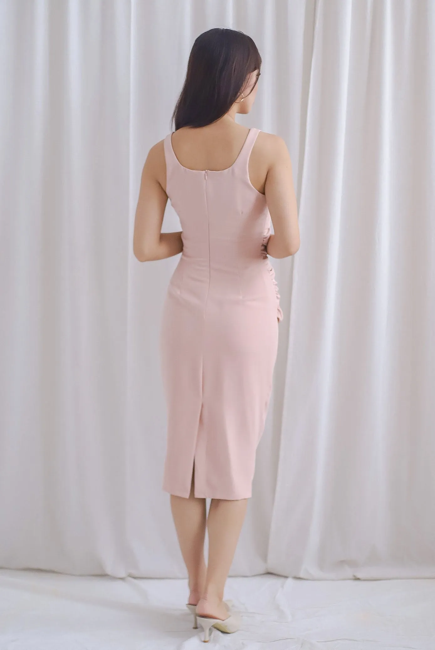 Acelynn Drape Bodycon Work Dress In Blush