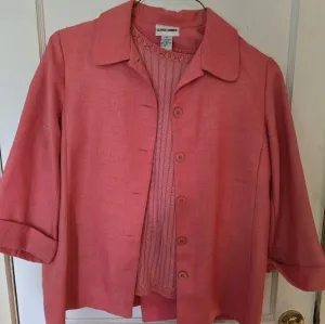 Alfred Dunner 3 Piece Coral Blazer Pan with Textured Fabric and Adjustable