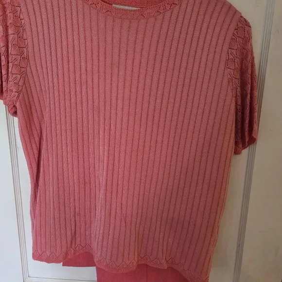 Alfred Dunner 3 Piece Coral Blazer Pan with Textured Fabric and Adjustable