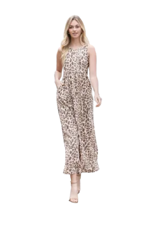 Animal Print Sleeveless Maxi Dress Stone - Pack of 6