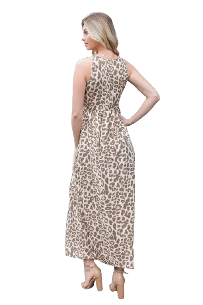 Animal Print Sleeveless Maxi Dress Stone - Pack of 6