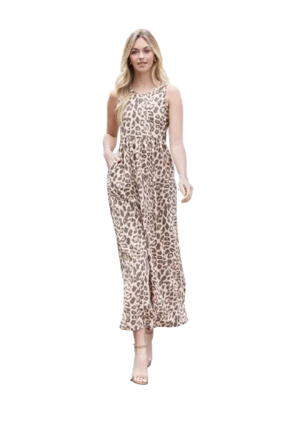 Animal Print Sleeveless Maxi Dress Stone - Pack of 6