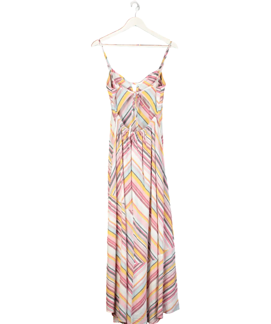 Anthropologie Pink Striped Maxi Dress UK L