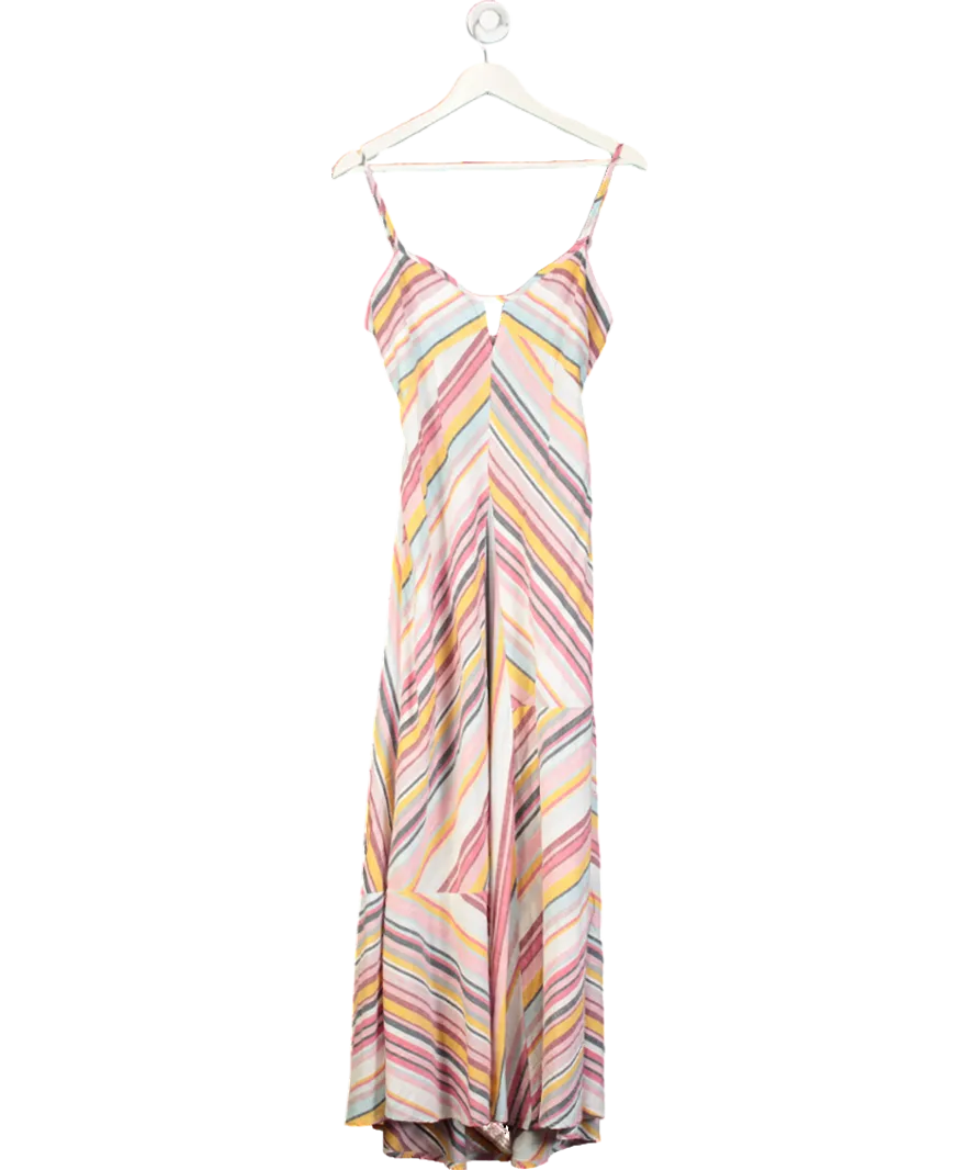 Anthropologie Pink Striped Maxi Dress UK L