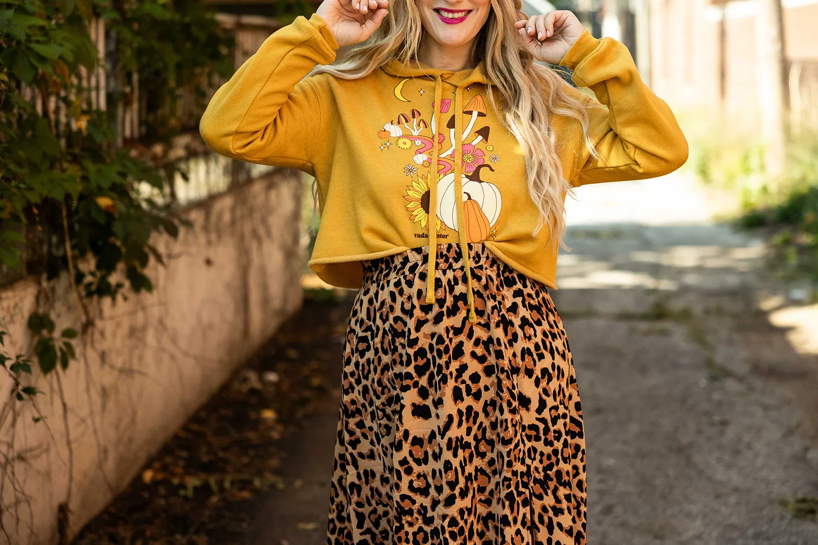 autumn vibes cropped hooded sweatshirt