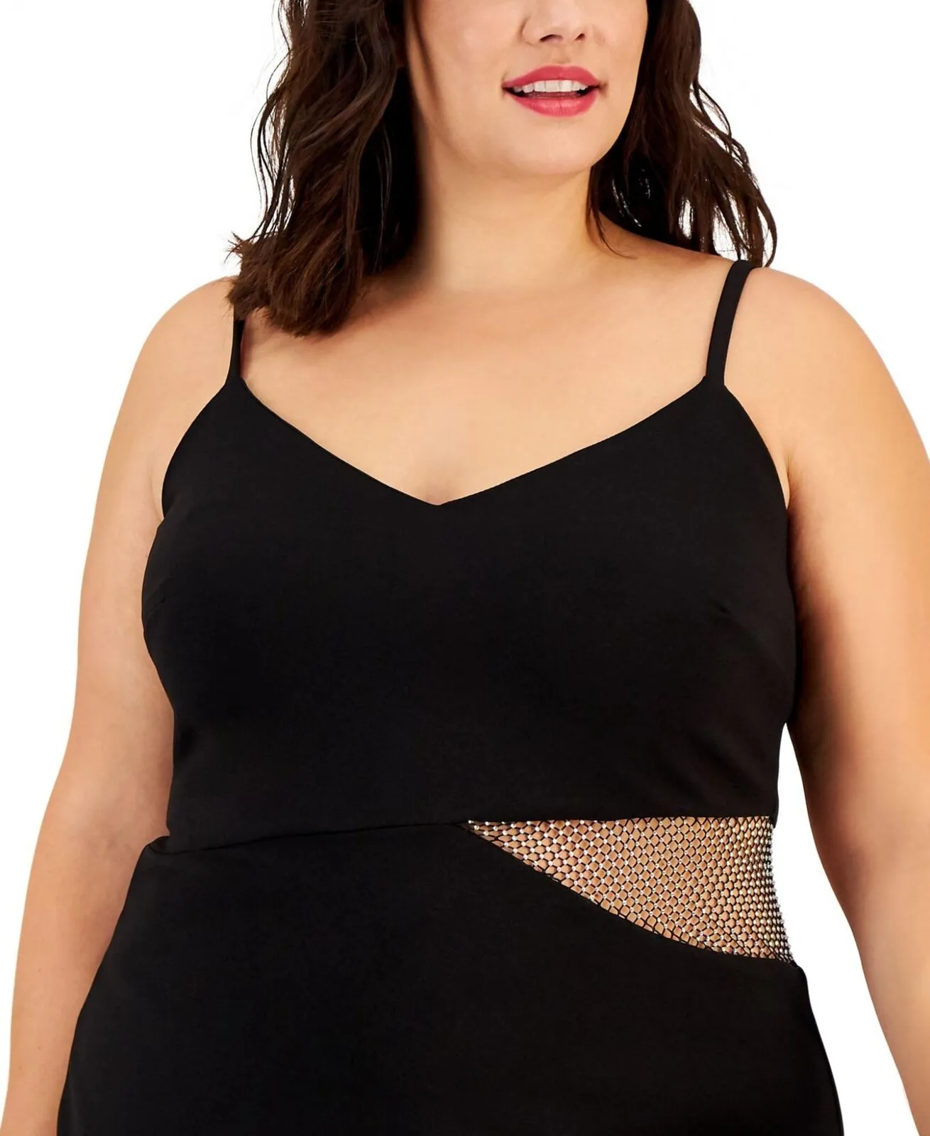 B Darlin Trendy Plus Size Embellished Illusion Bodycon Dress Black 14W