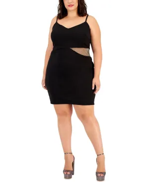 B Darlin Trendy Plus Size Embellished Illusion Bodycon Dress Black 14W