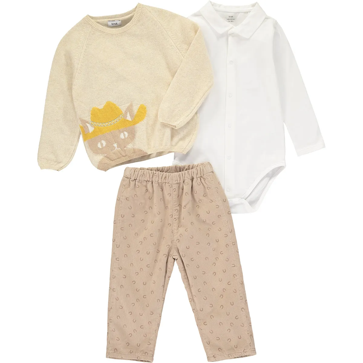 Baby Boys Creamy Knitted Wool Jumper