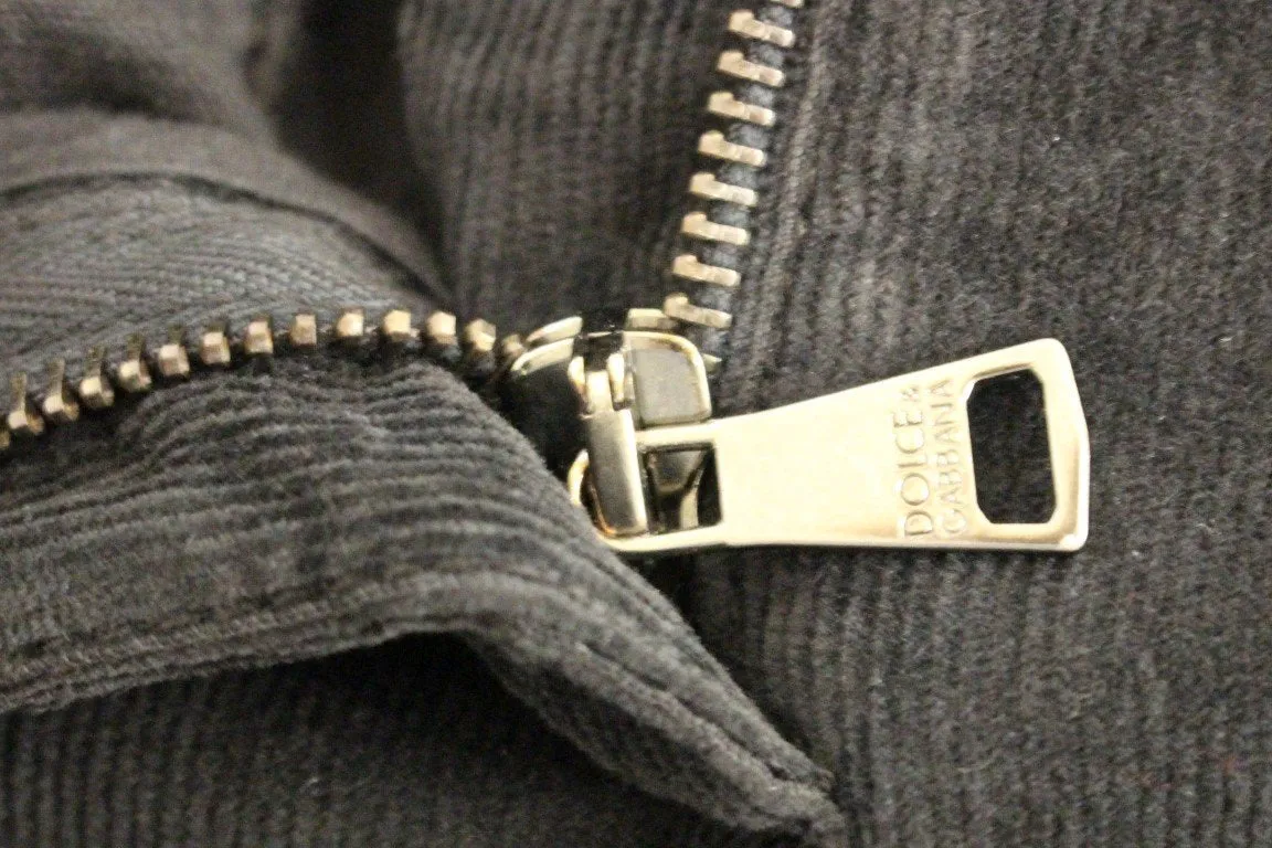Black Cotton Cropped Corduroys Jeans Pants