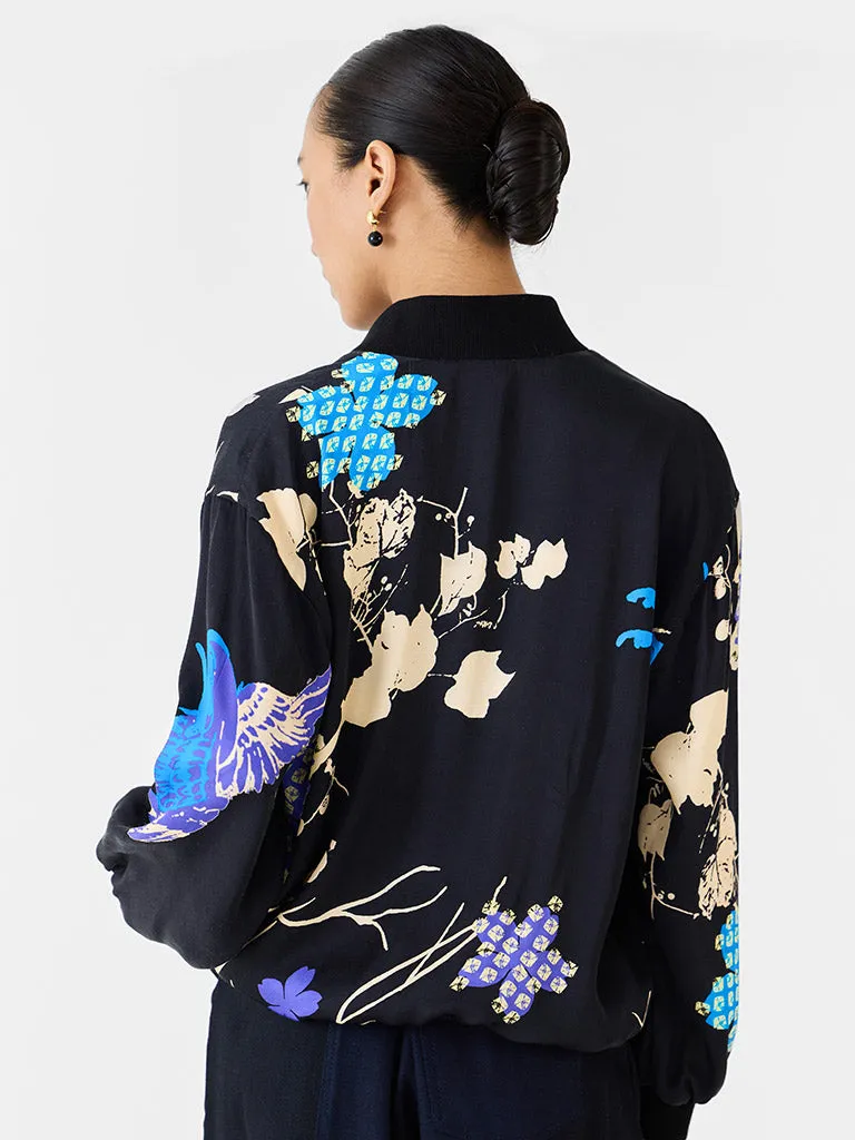 Black Crane Bomber Jacket