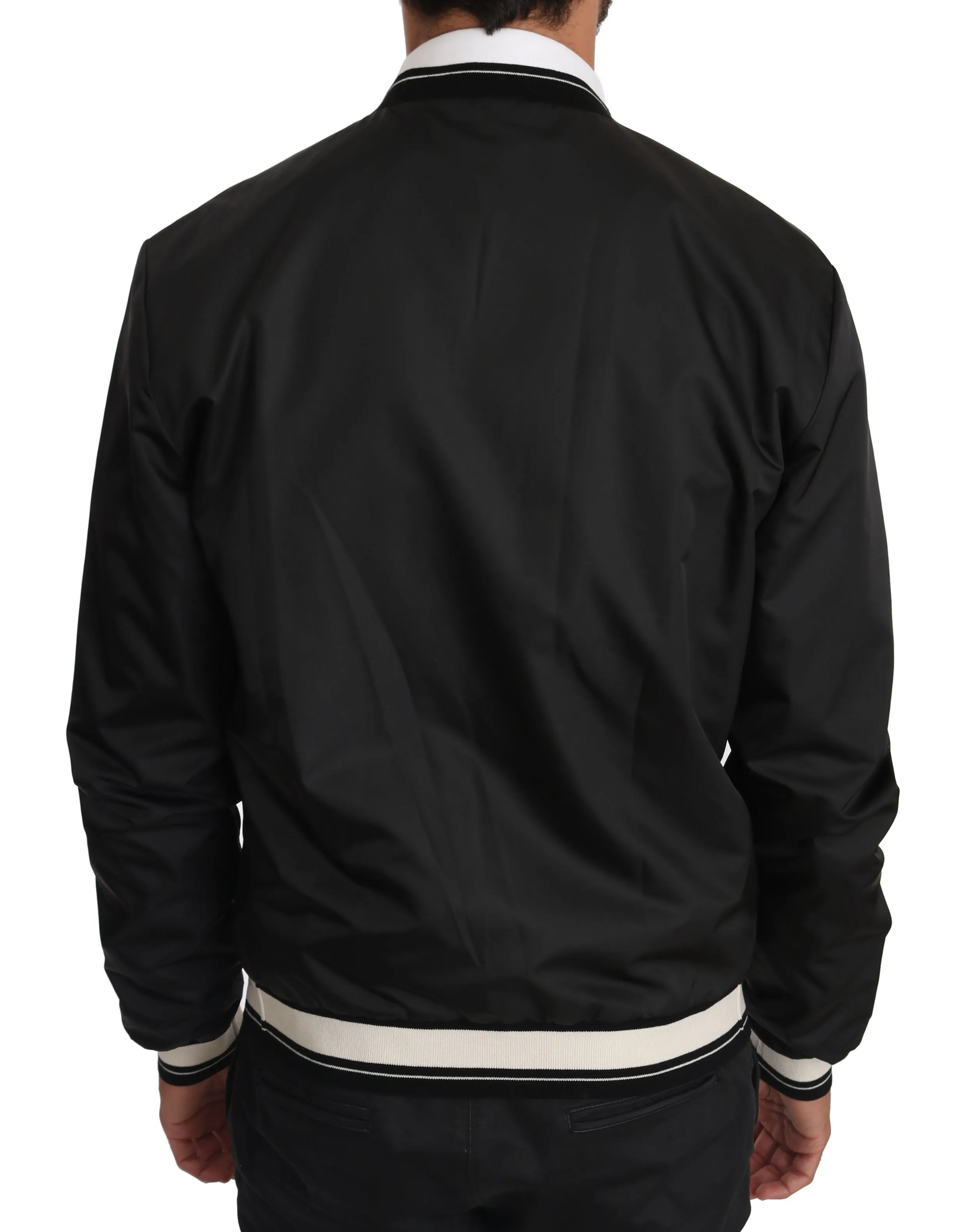 Black Metal Logo Badge Bomber Jacket