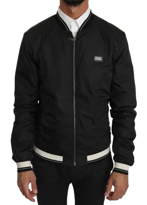 Black Metal Logo Badge Bomber Jacket