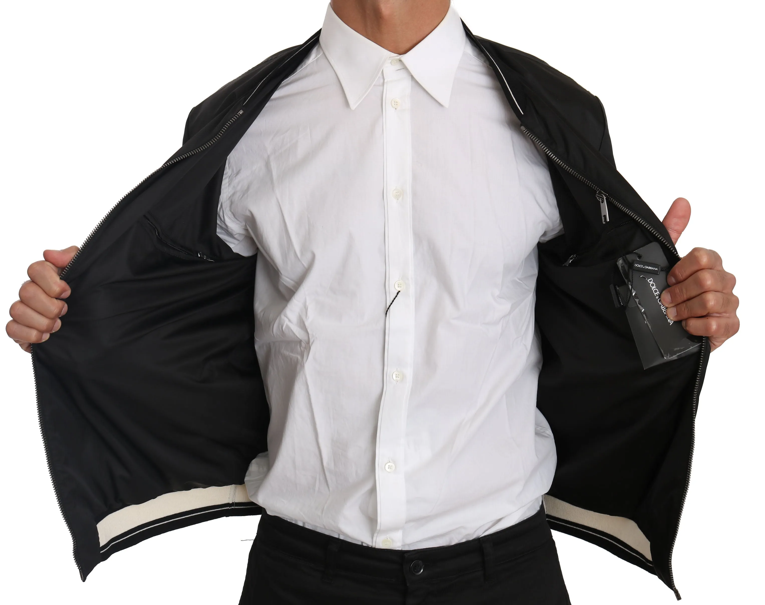 Black Metal Logo Badge Bomber Jacket