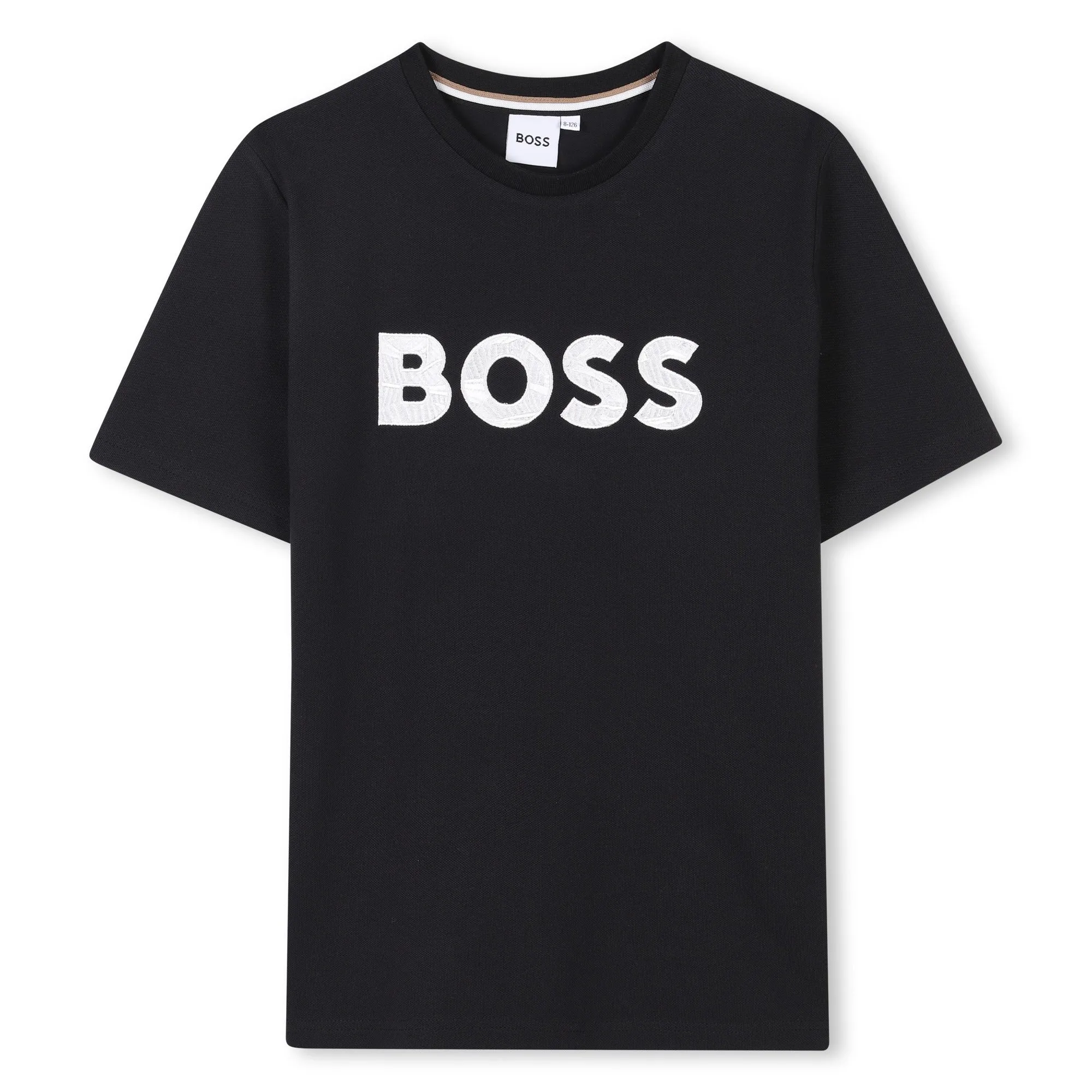 Black Printed Logo Cotton Short Sleeves T-Shirt