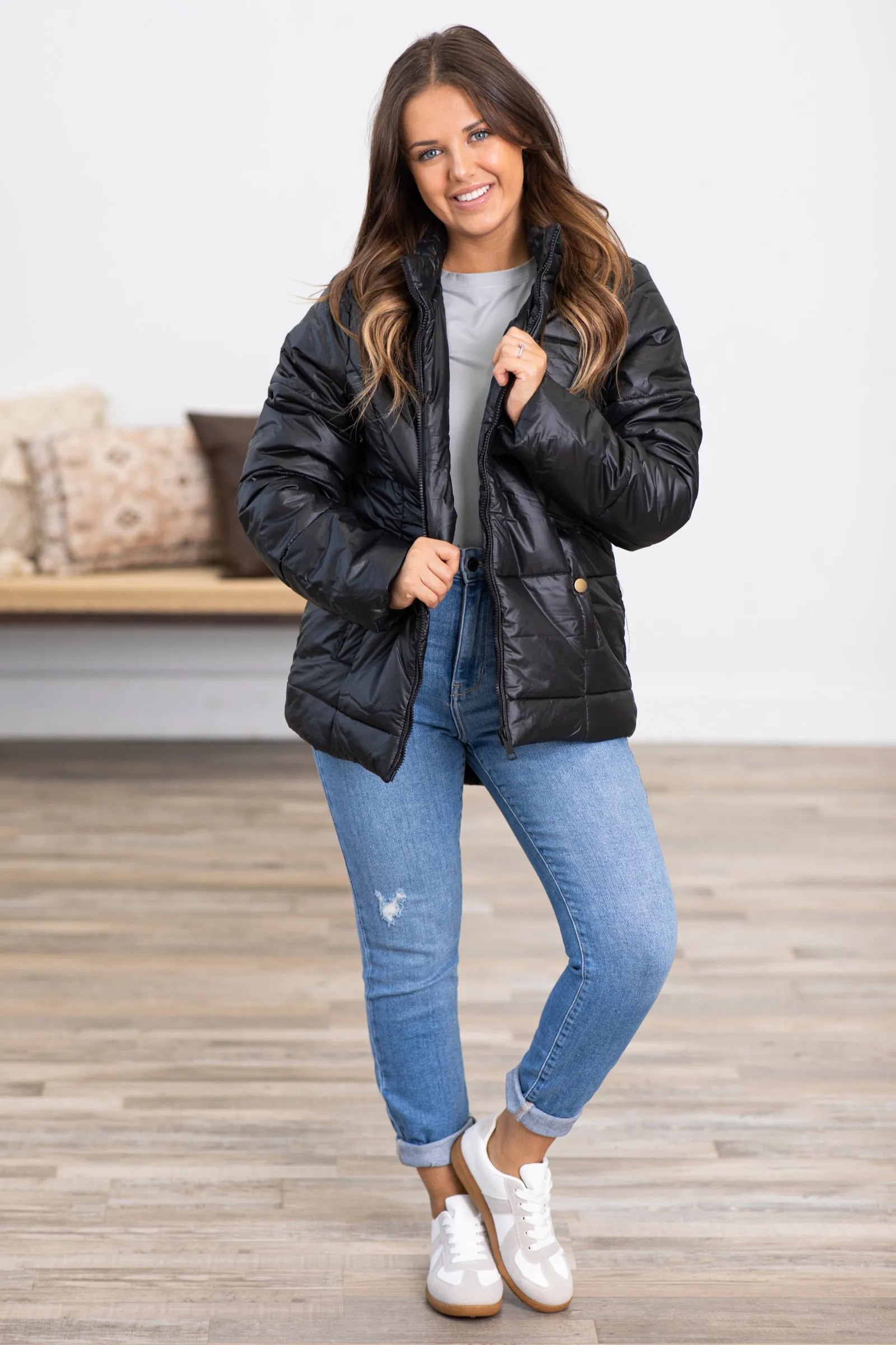 Black Quilted Puffer Jacket