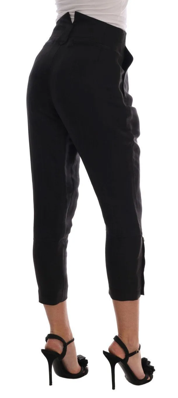 Black Silk Cropped Pants