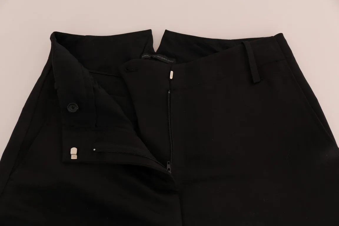 Black Silk Cropped Pants