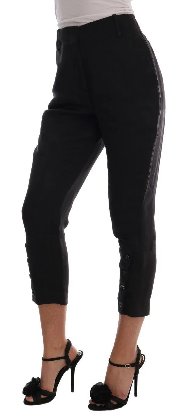 Black Silk Cropped Pants