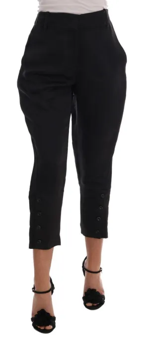 Black Silk Cropped Pants
