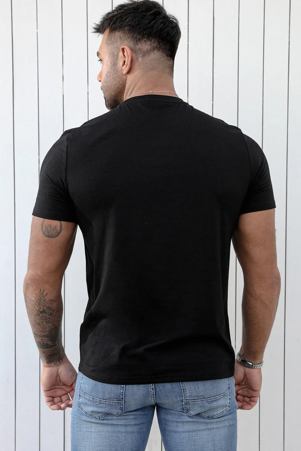 Black SOCCER DAD Letter Graphic Print V Neck T Shirt