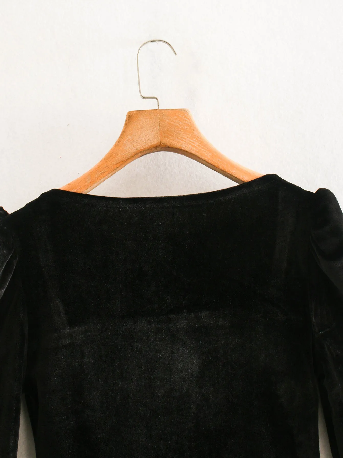 Black Square Collar Vintage Velvet Party Bodycon Mini Dresses