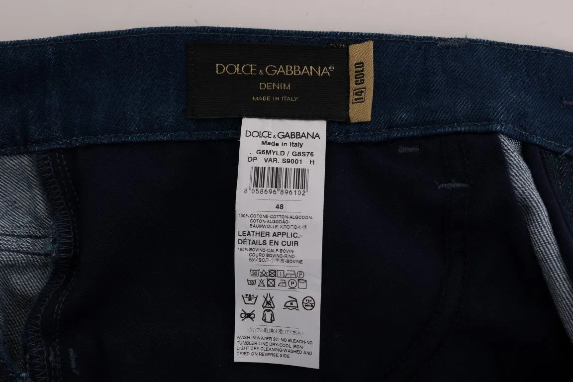Blue Striped 14 GOLD Slim Fit Cotton Jeans