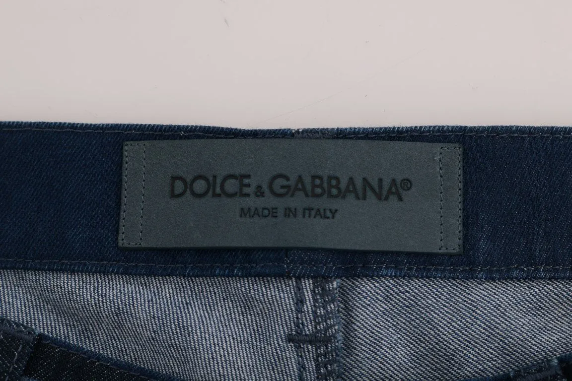 Blue Striped 14 GOLD Slim Fit Cotton Jeans
