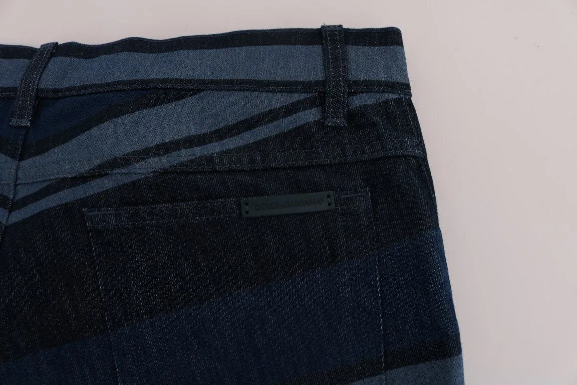 Blue Striped 14 GOLD Slim Fit Cotton Jeans