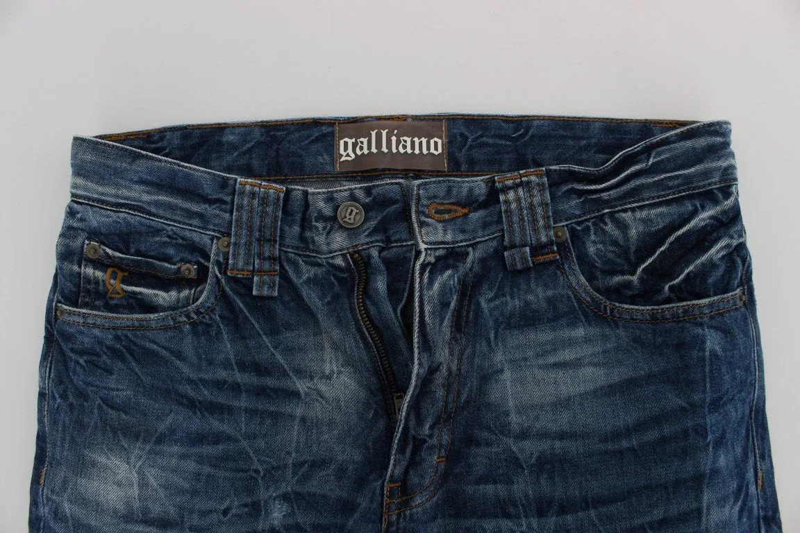 Blue Washed Slim Fit Logo Jeans
