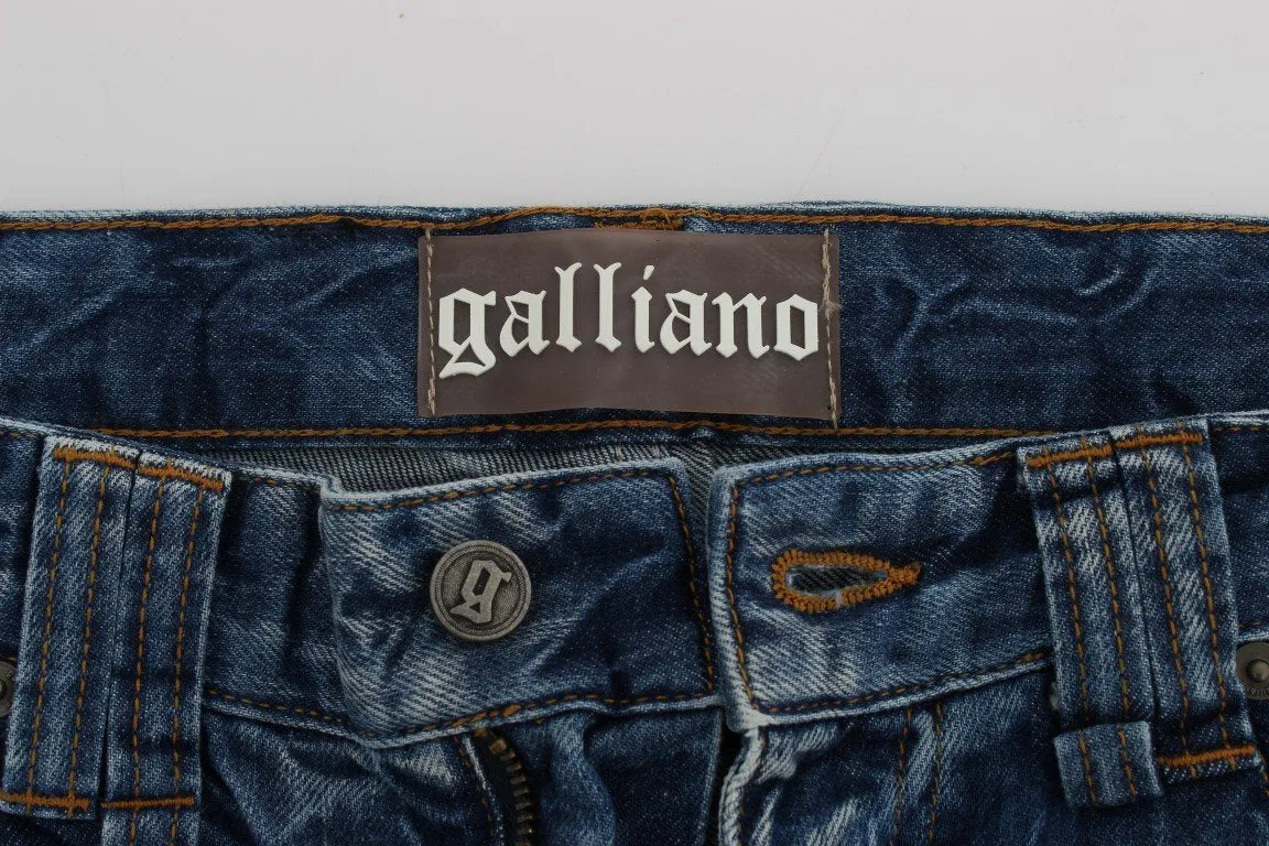 Blue Washed Slim Fit Logo Jeans