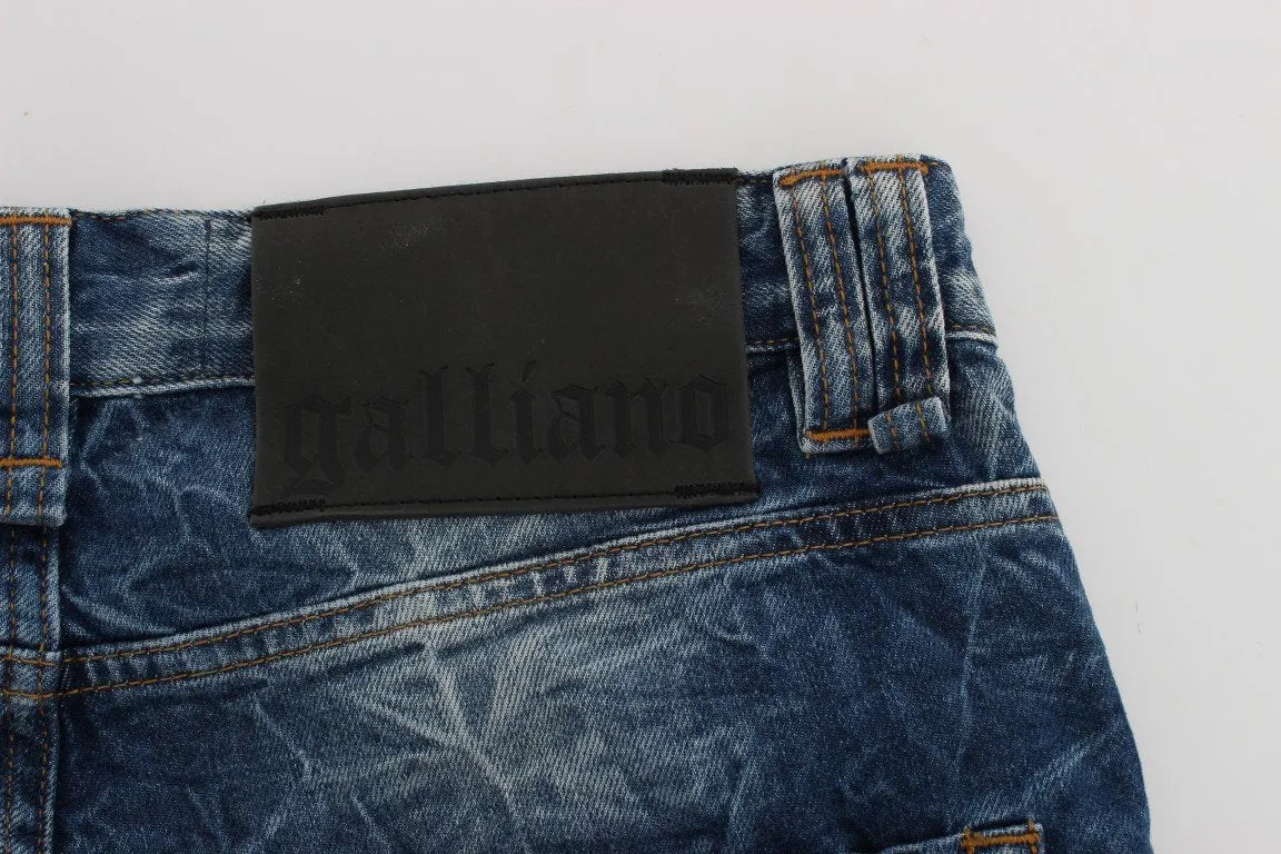 Blue Washed Slim Fit Logo Jeans