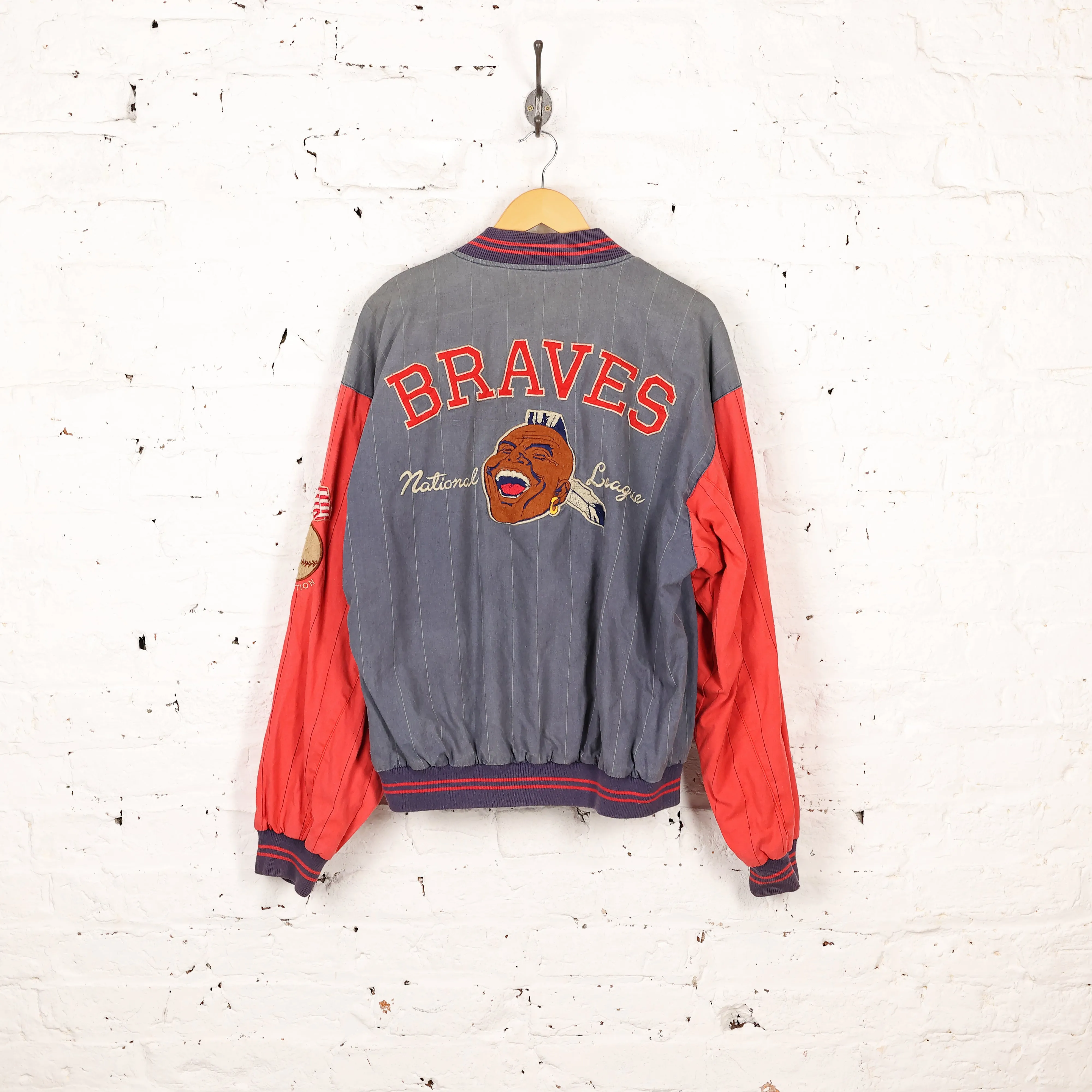 Braves Tomahawk Baseball Bomber Jacket - Blue - XL