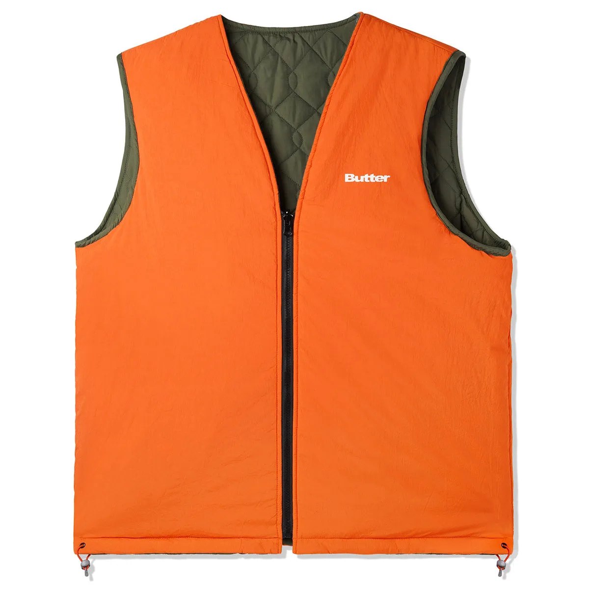 Butter Goods - Chainlink Reversible Puffer Vest Army/Orange
