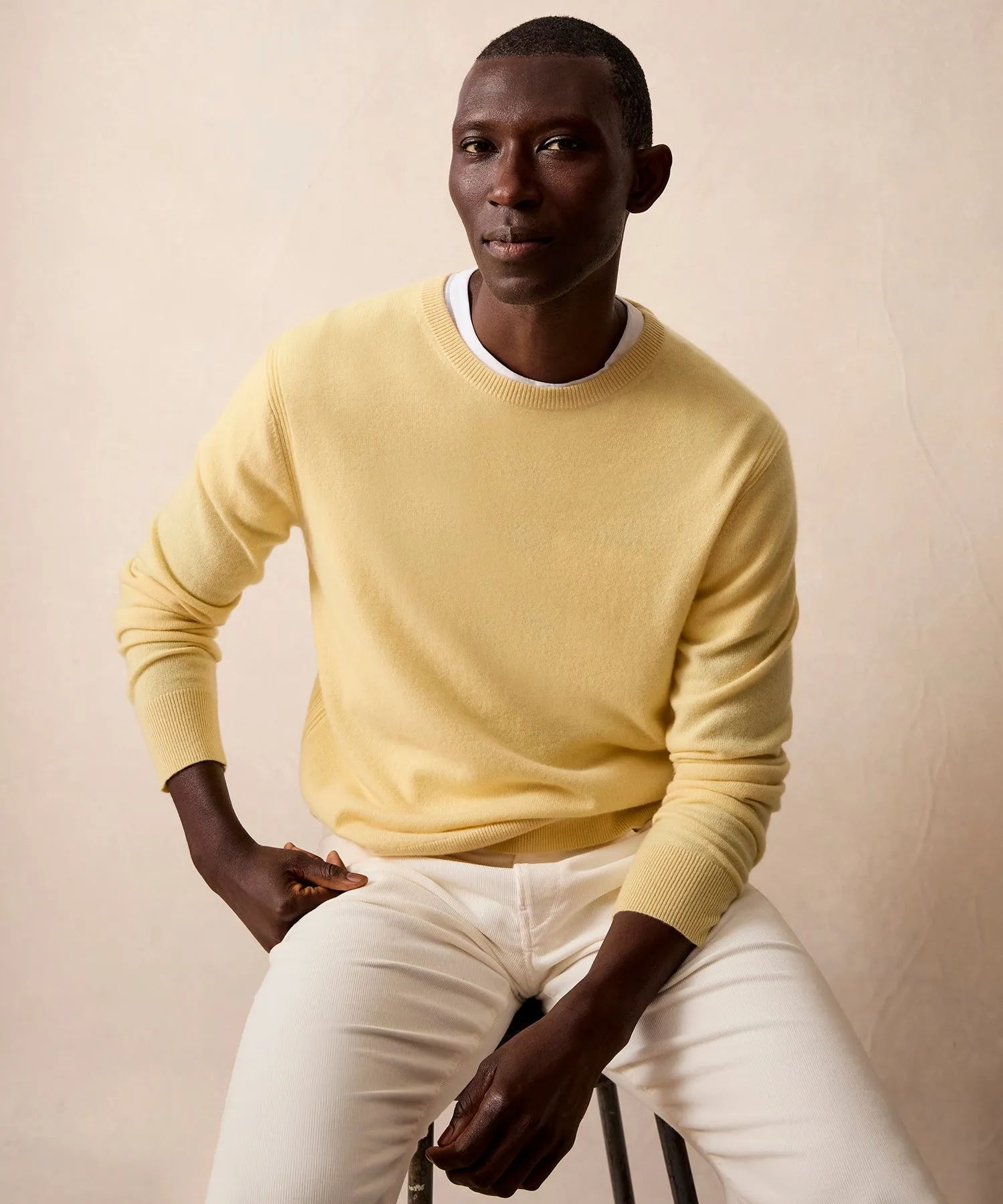 Cashmere Crewneck in Pale Yellow