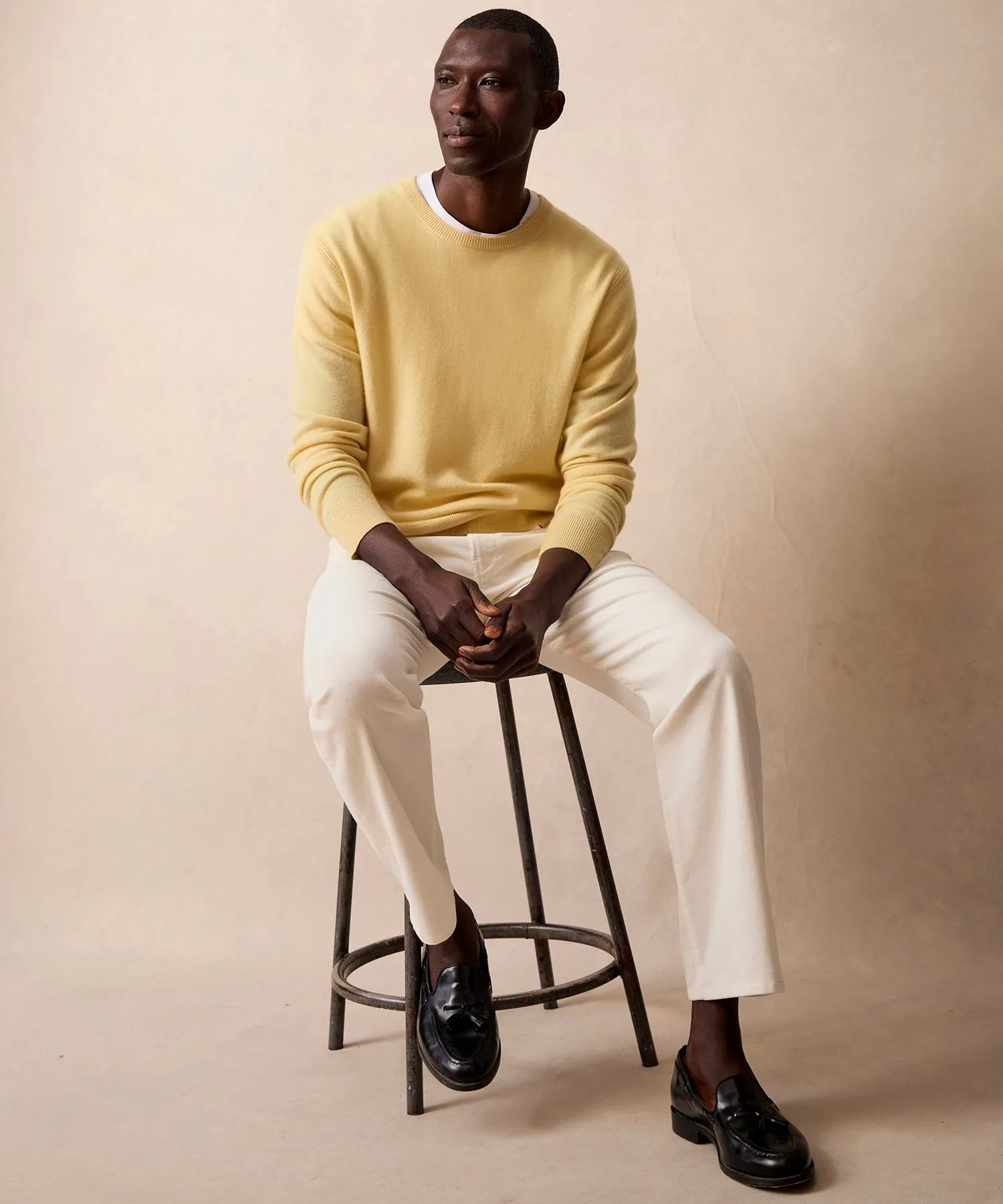 Cashmere Crewneck in Pale Yellow