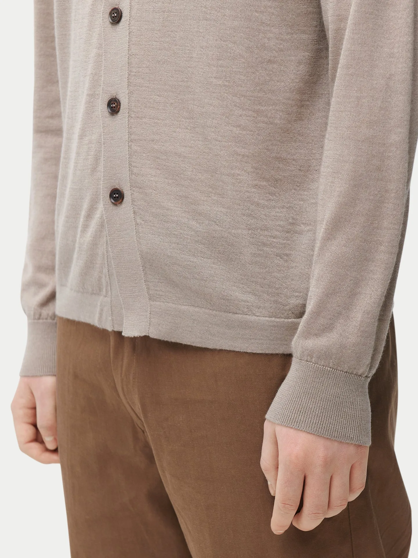 Cashmere Silk Polo-Neck Cardigan