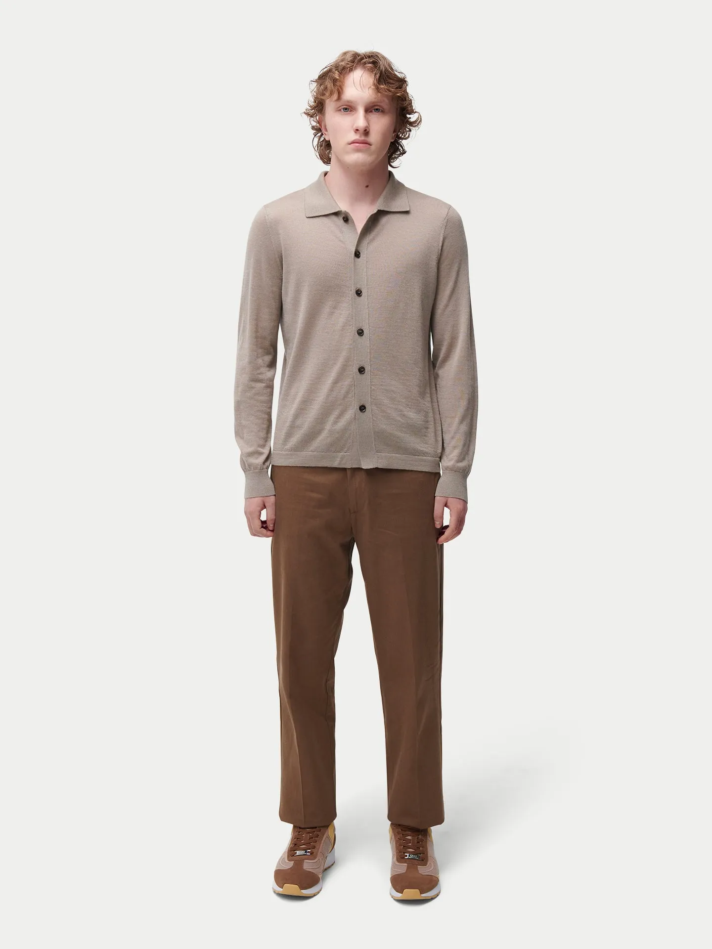Cashmere Silk Polo-Neck Cardigan