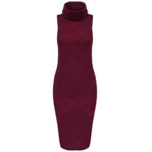 Charming Turtleneck Sleeveless Solid Color Bodycon Women's Dress - Wine Red M