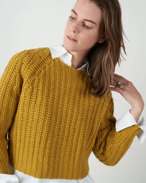 chunky cropped sweater - mustard
