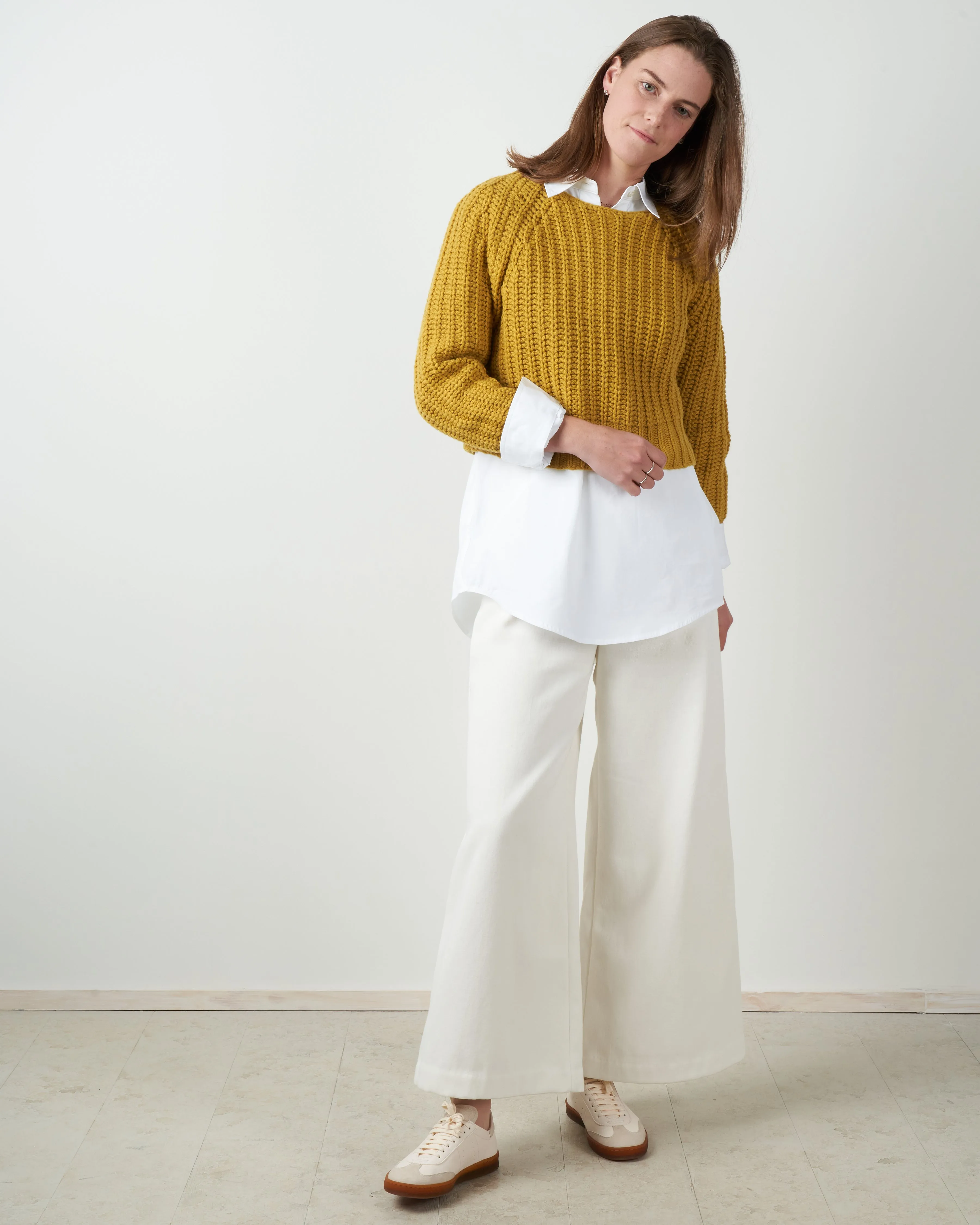 chunky cropped sweater - mustard