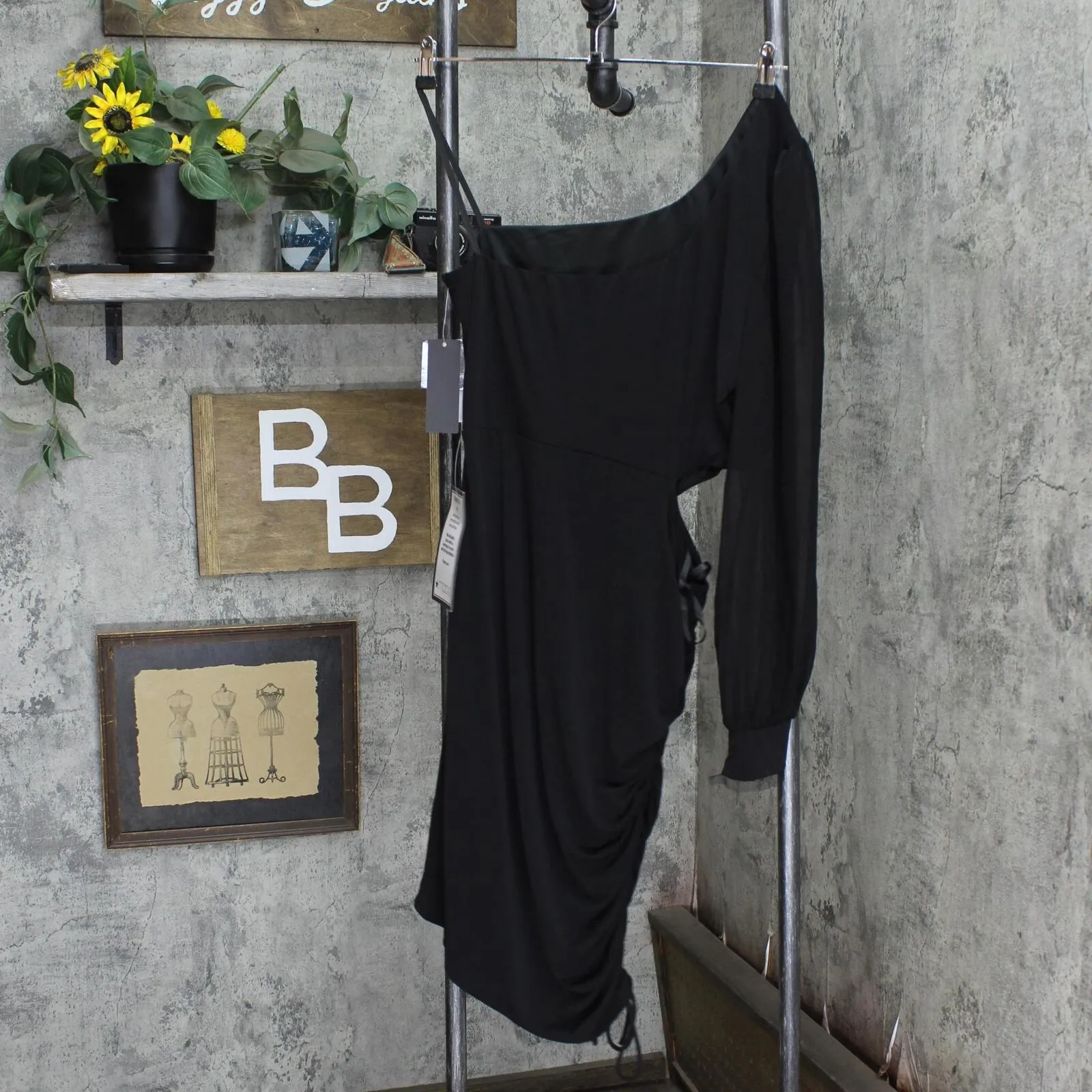 City Studios Womens Trendy Plus Size One-Shoulder Bodycon Dress Black 1X
