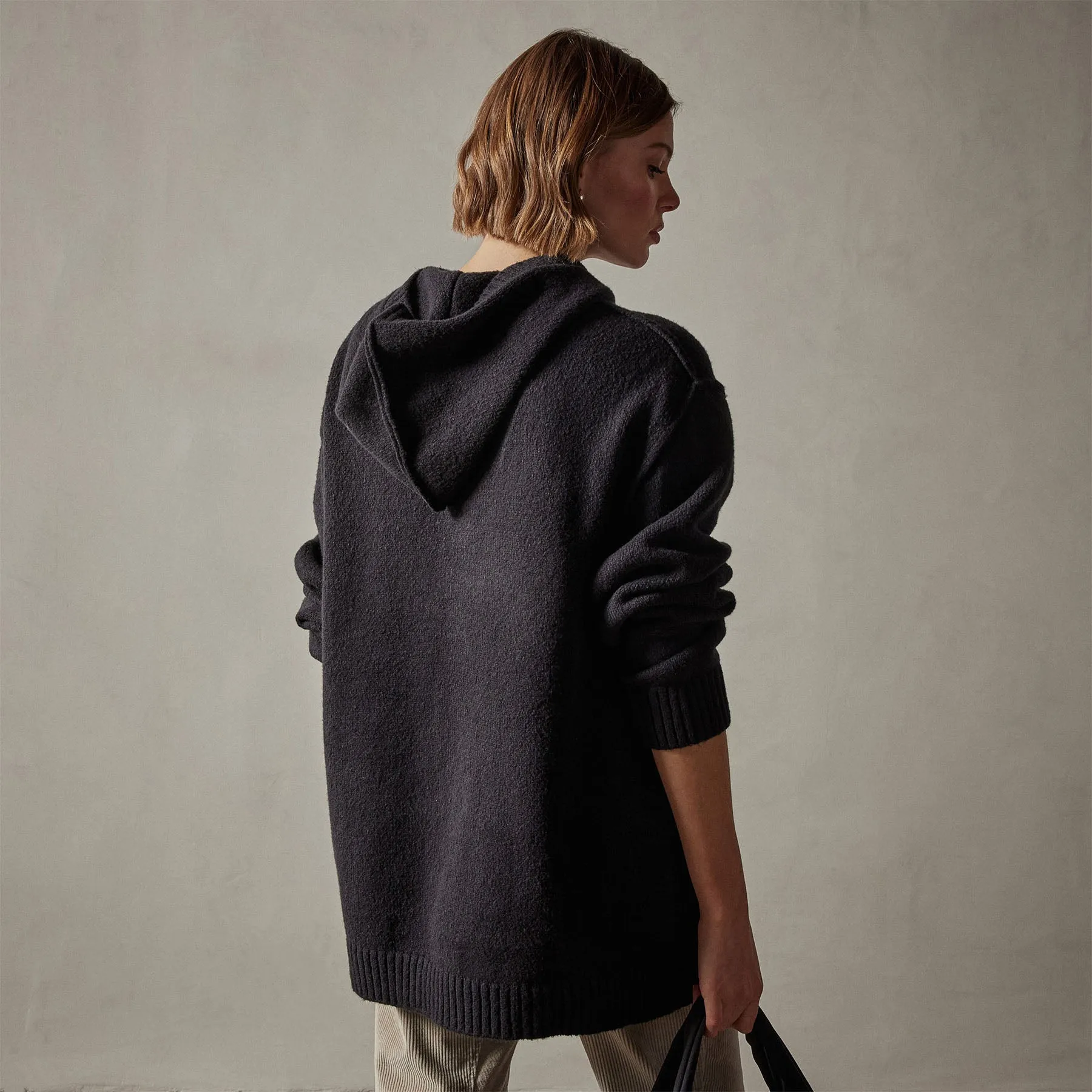 Cotton Cashmere Oversize Hoodie - Black