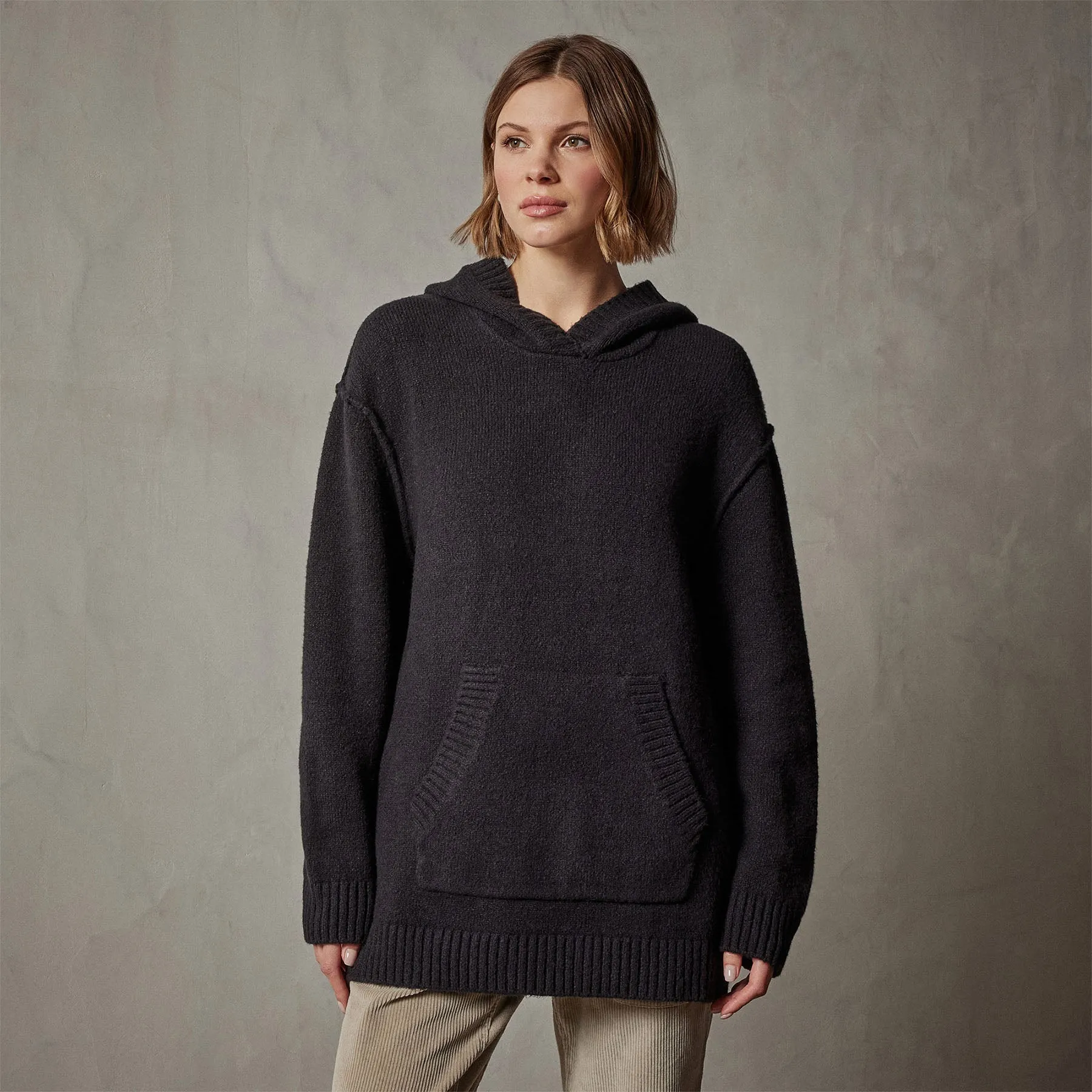 Cotton Cashmere Oversize Hoodie - Black