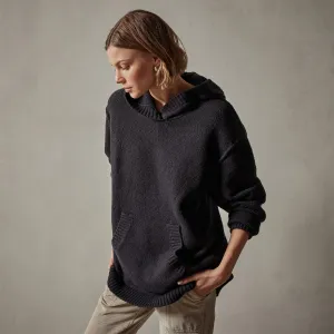 Cotton Cashmere Oversize Hoodie - Black
