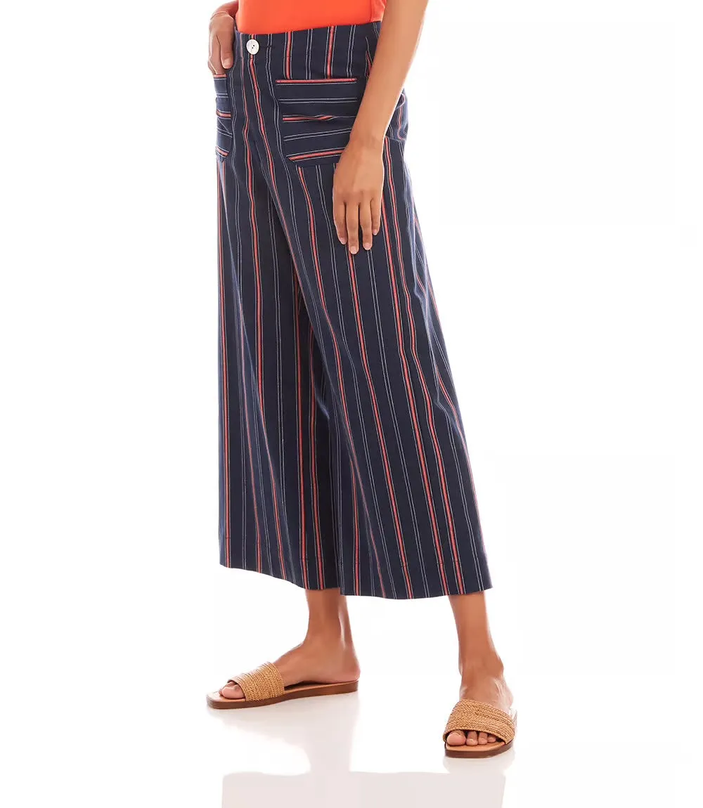 Cropped Navy Stripe Pant