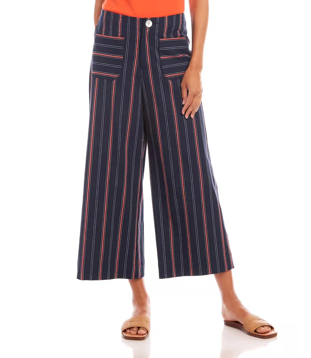 Cropped Navy Stripe Pant