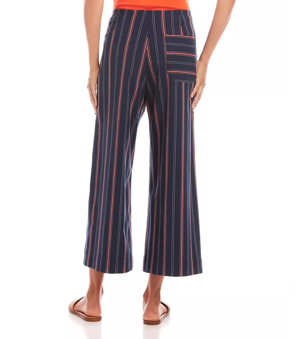 Cropped Navy Stripe Pant