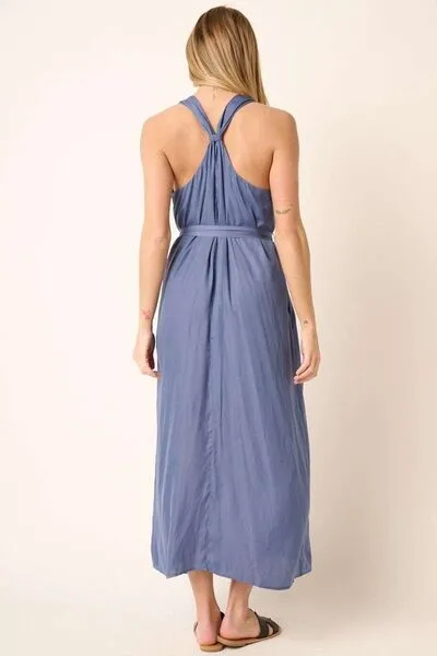 Cross Back Belted Maxi Dress